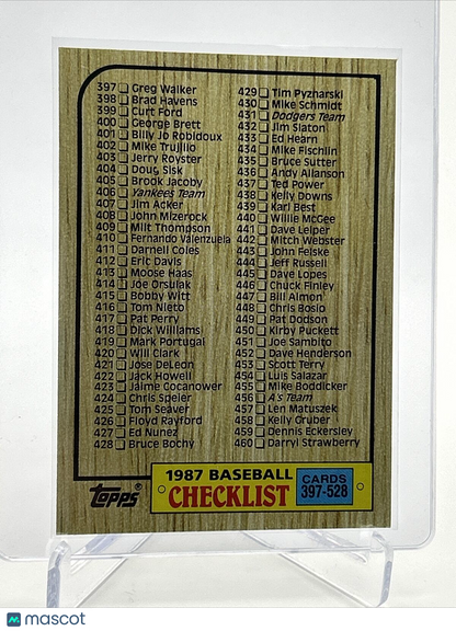 1987 Topps Checklist: 397-528 Baseball Card #522 Mint FREE SHIPPING