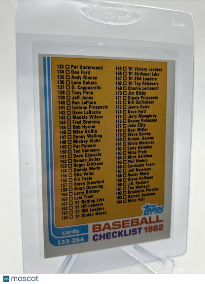 1982 Topps Checklist: 133-264 Baseball Card #226 NM-Mint FREE SHIPPING
