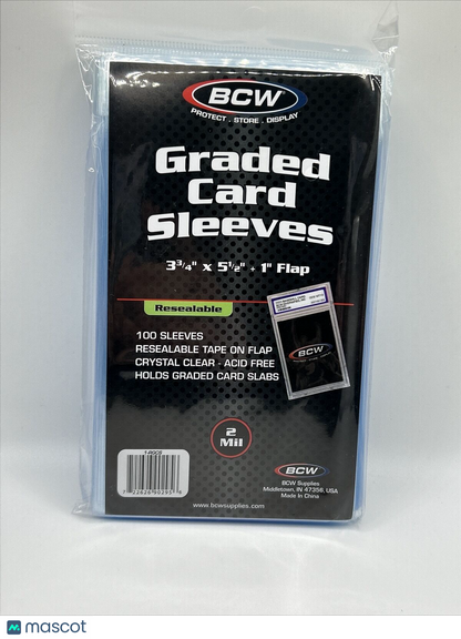 BCW Resealable Graded Card Sleeves 1 Pack of 100 for Graded cards