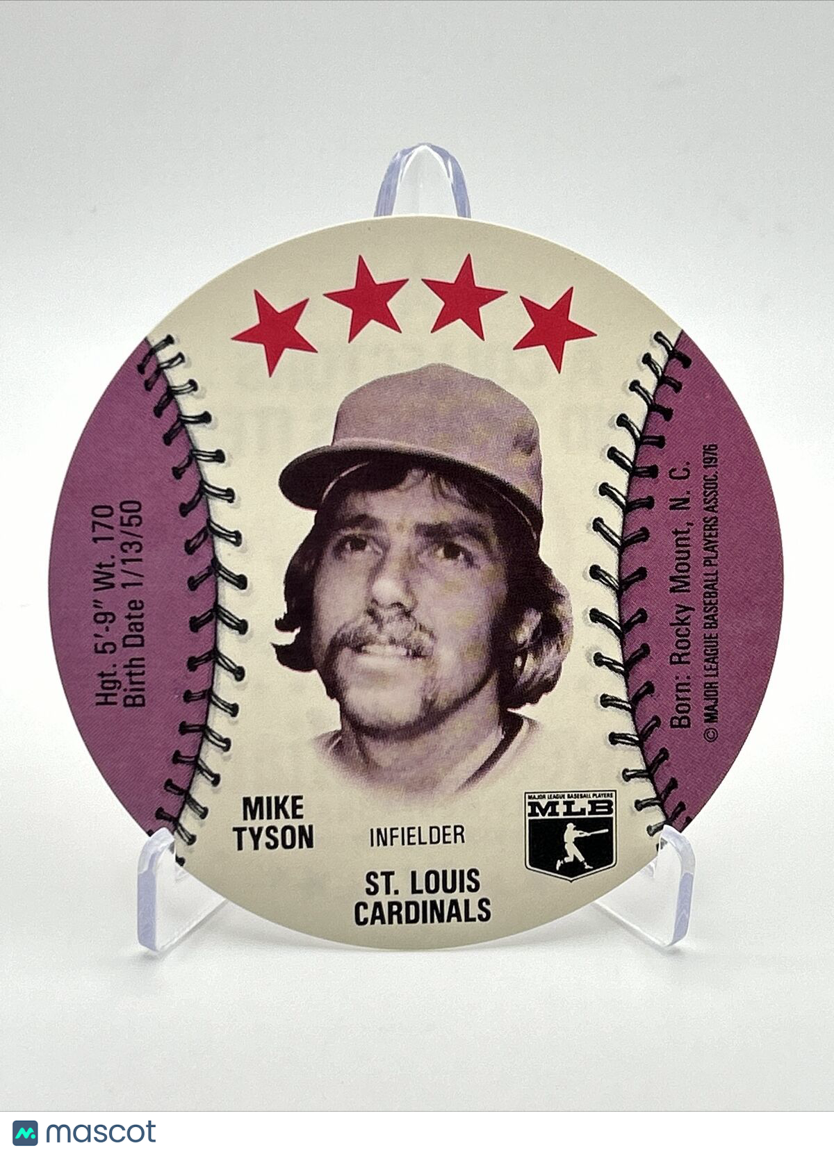 1976 Isaly's Sweet William Disc Mike Tyson Baseball Card NM-MT FREE SHIPPING