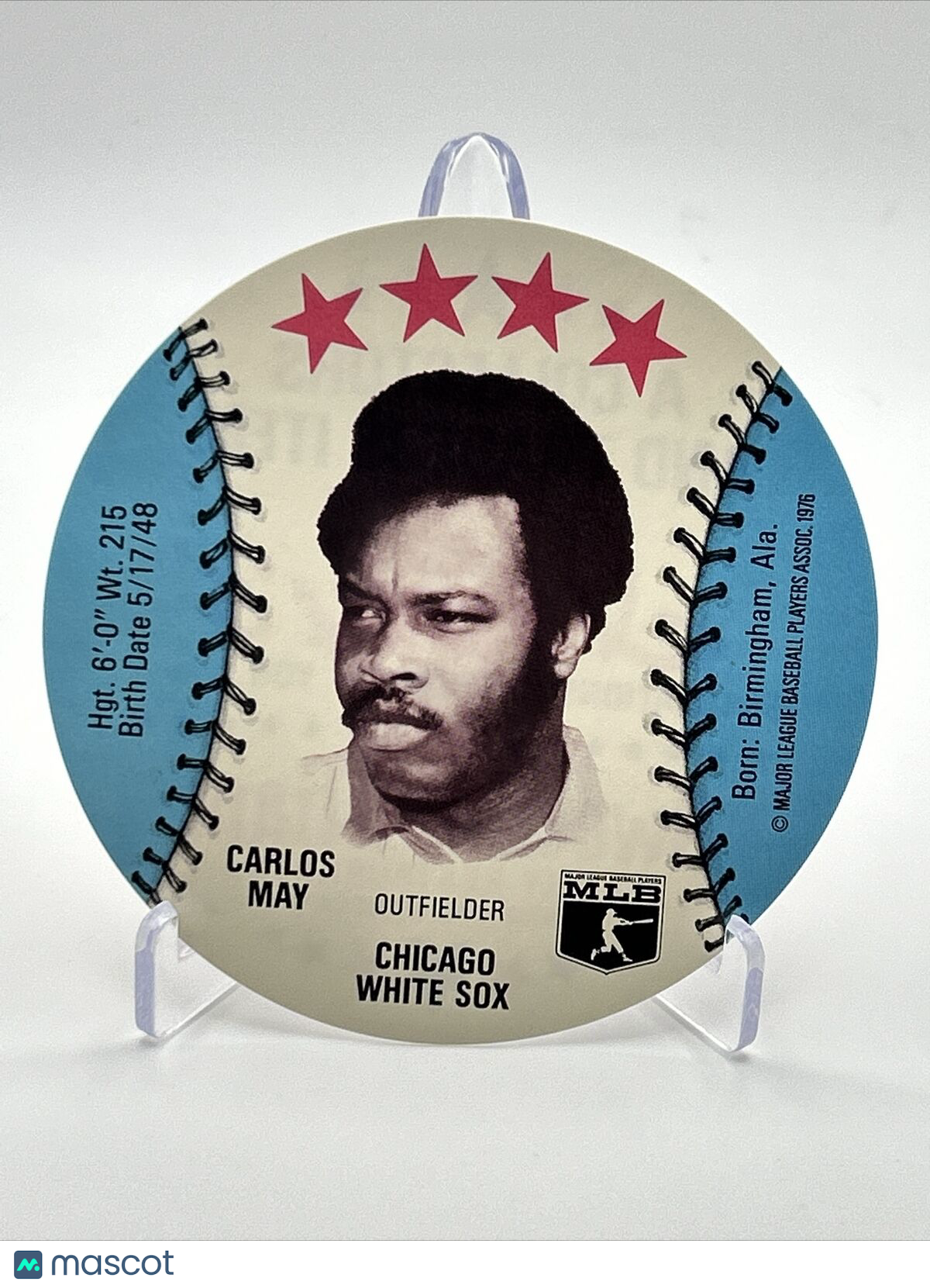 1976 Isaly's Sweet William Disc Carlos May Baseball Card NM-MT FREE SHIPPING