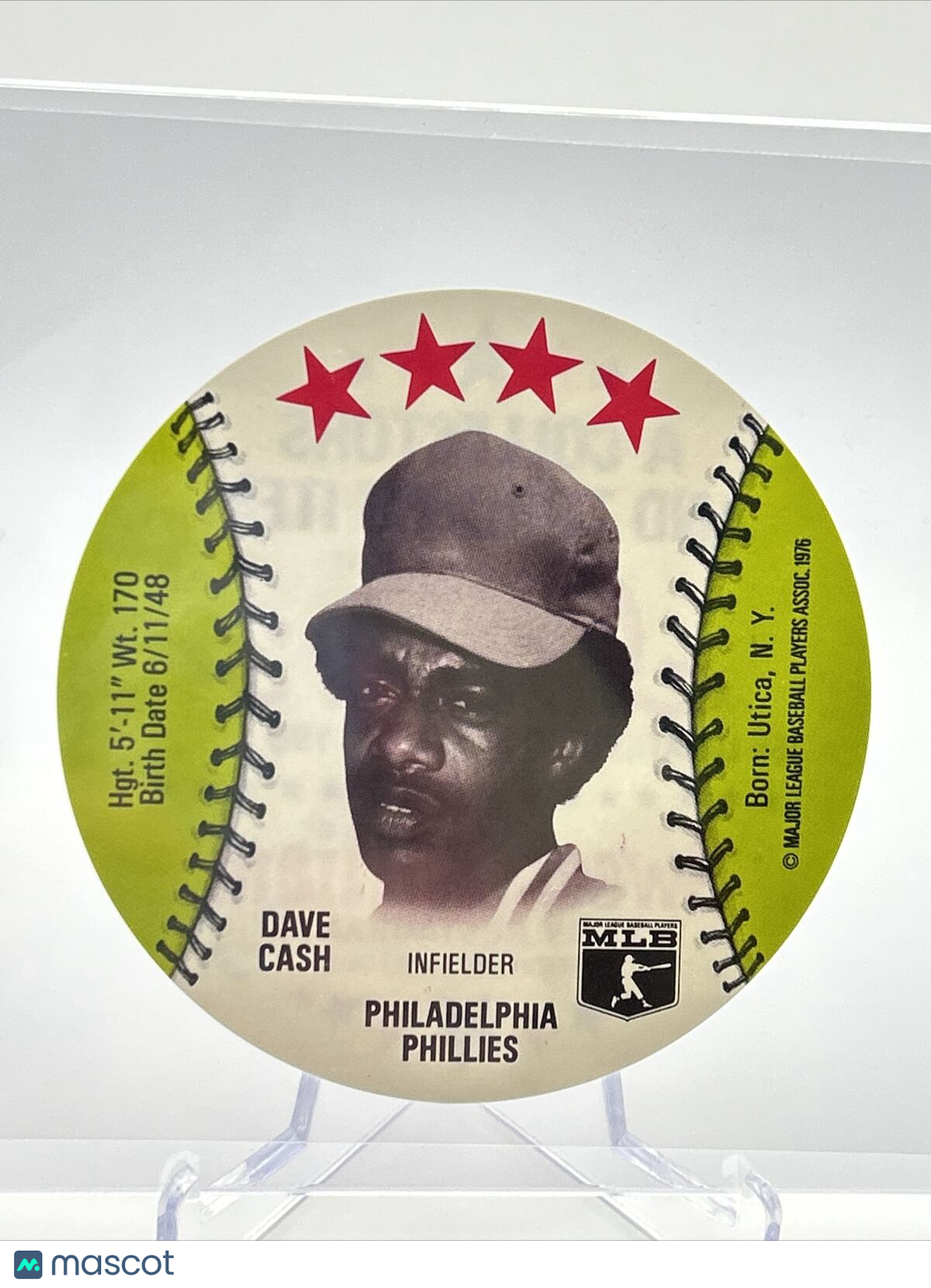 1976 Isaly's Sweet William Disc Dave Cash Baseball Card NM-MT FREE SHIPPING