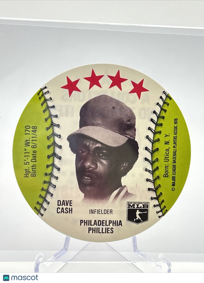 1976 Isaly's Sweet William Disc Dave Cash Baseball Card NM-MT FREE SHIPPING