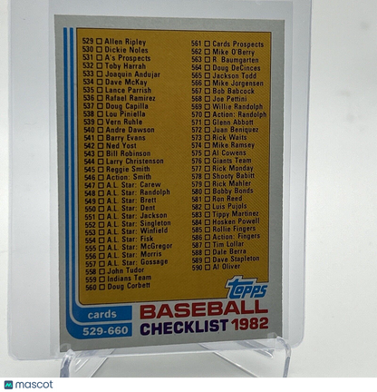 1982 Topps Checklist: 529-660 Baseball Card #634 NM-Mint FREE SHIPPING