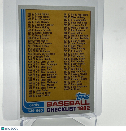 1982 Topps Checklist: 529-660 Baseball Card #634 NM-Mint FREE SHIPPING