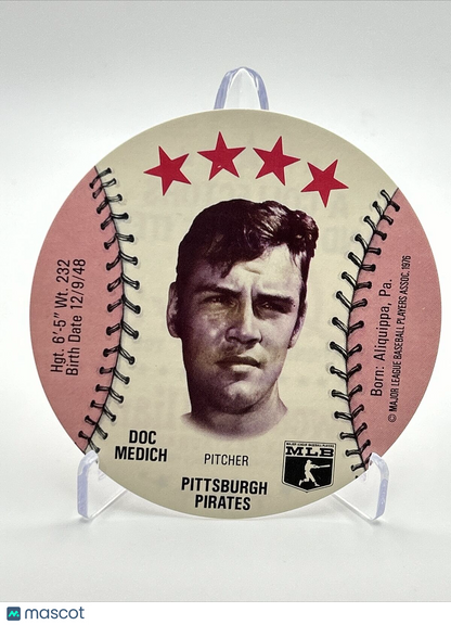 1976 Isaly's Sweet William Disc Doc Medich Baseball Card NM-MT FREE SHIPPING