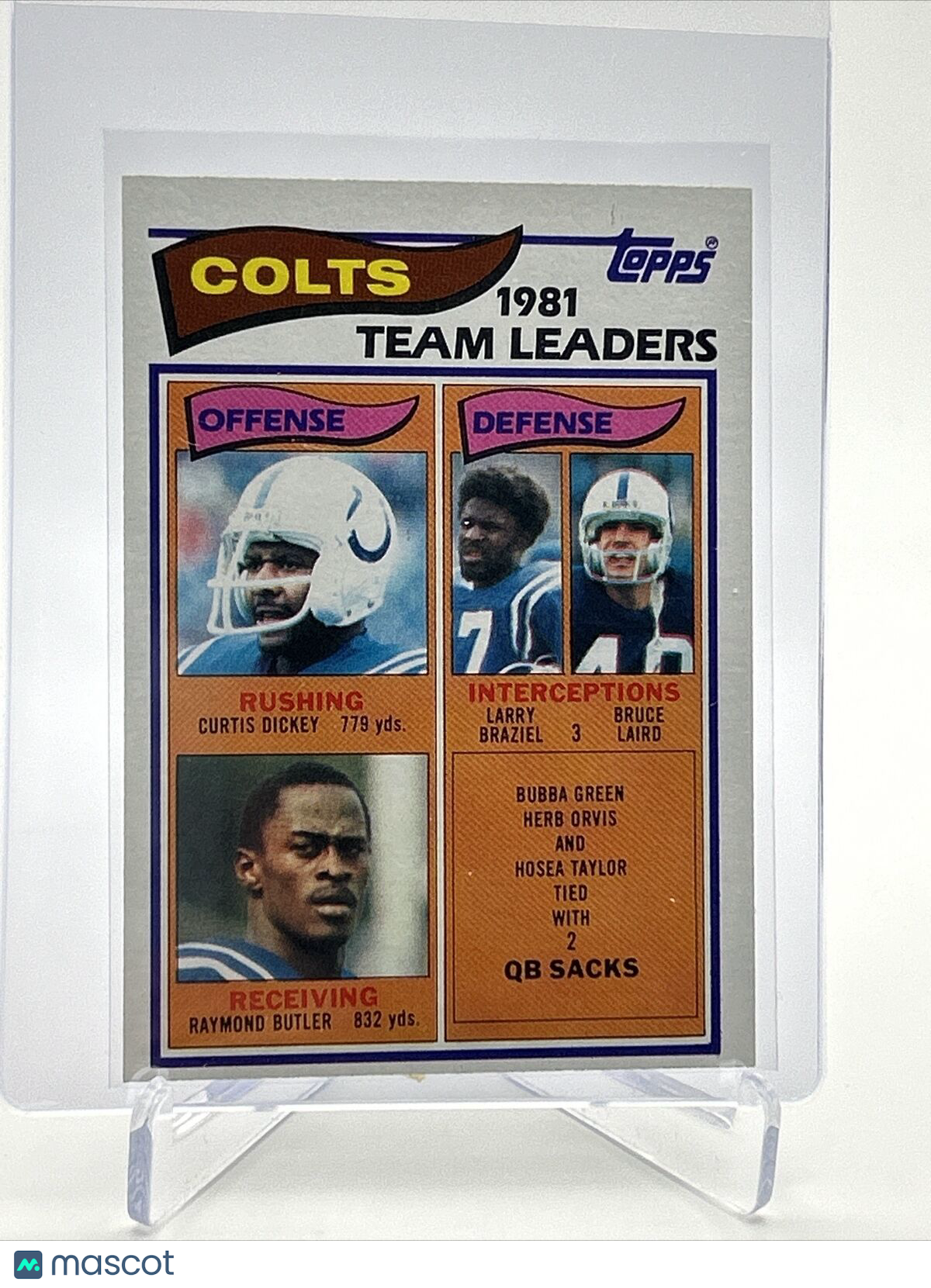 1982 Topps Colts 1981 Team Leaders Football Card #10 NM-MT FREE SHIPPING