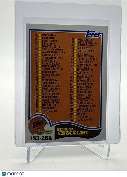 1982 Topps Checklist: 133-264 Football Card #526 NM-MT FREE SHIPPING