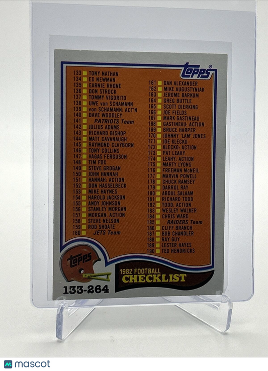1982 Topps Checklist: 133-264 Football Card #526 NM-MT FREE SHIPPING