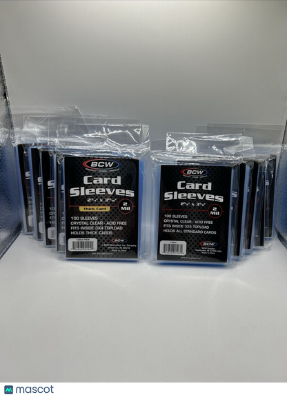BCW Soft Sleeves 5 Packs of 100 Standard Cards AND 5 Packs of 100 THICK Cards