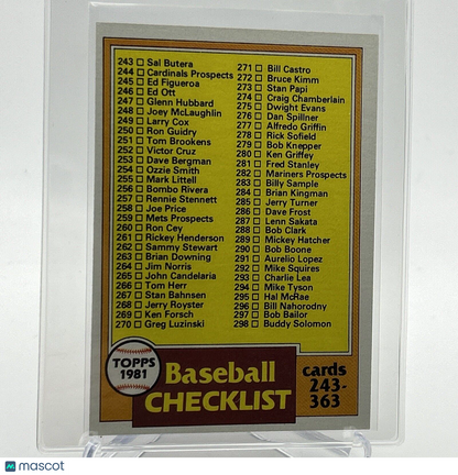 1981 Topps Checklist: 243-363 Baseball Card #338 NM-Mint FREE SHIPPING