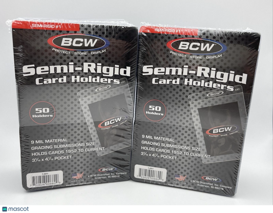 BCW Semi-Rigid Card Holders #1 2 Packs of 50 Sleeves, 100 Total