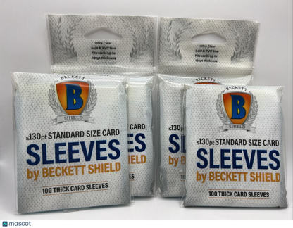 Beckett Shield Soft Card THICK Sleeves 4 Packs of 100 Sleeves for 130pt Cards