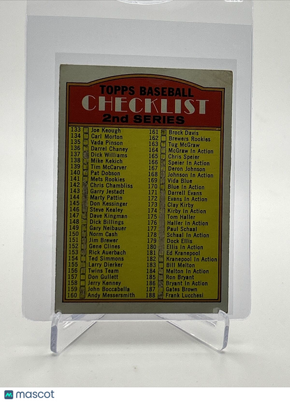 1972 Topps 2nd Series Checklist: 133-263 Card #103 VG Quality FREE SHIPPING