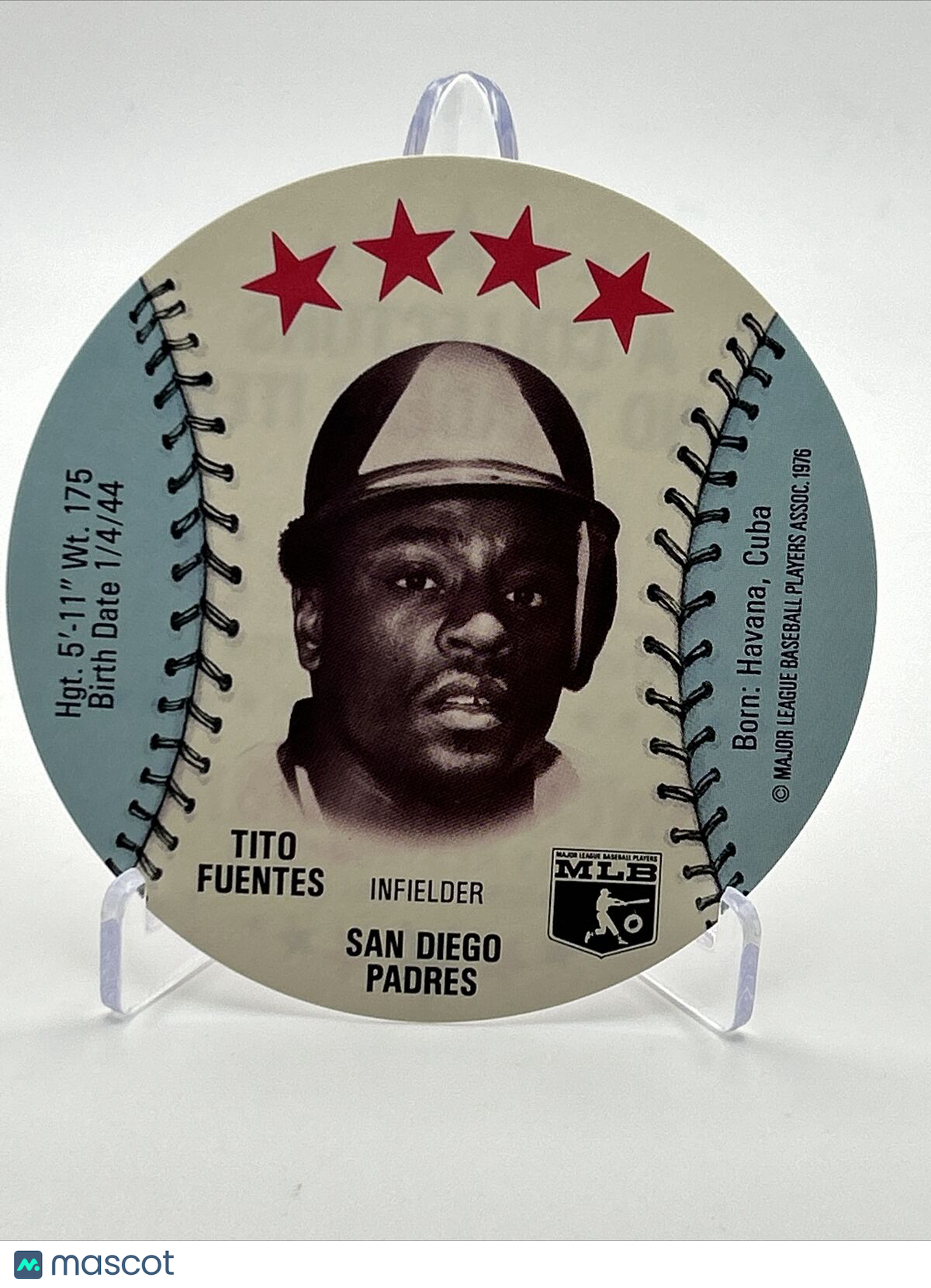 1976 Isaly's Sweet William Disc Tito Fuentes Baseball Card NM-MT FREE SHIPPING