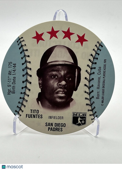 1976 Isaly's Sweet William Disc Tito Fuentes Baseball Card NM-MT FREE SHIPPING