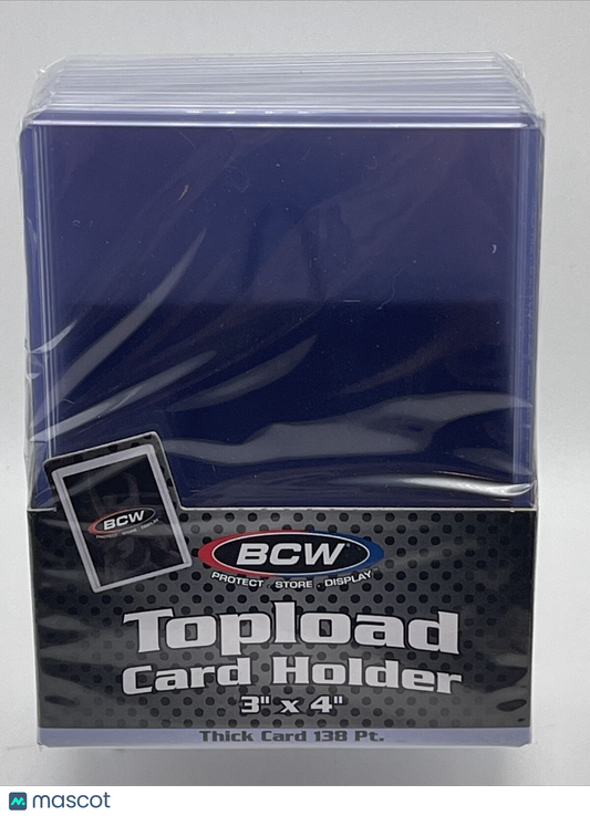 BCW 3X4 Thick Card Toploaders 1 Pack of 10 for up to 138pt Cards