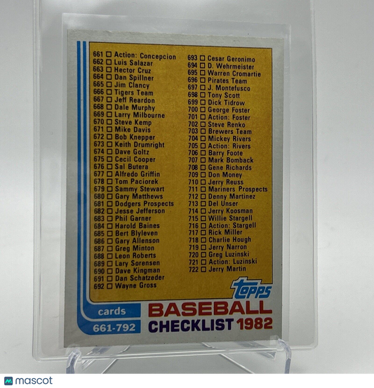 1982 Topps Checklist: 661-792 Baseball Card #789 NM-Mint FREE SHIPPING