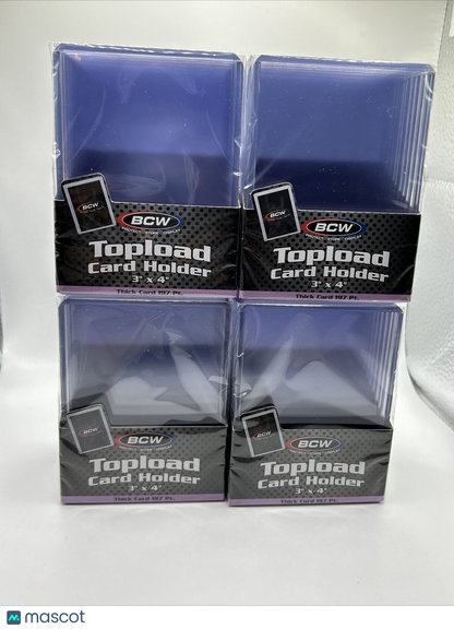 BCW 3X4 Thick Card Toploaders 4 Packs of 10 for up to 197pt Cards, 40 Total
