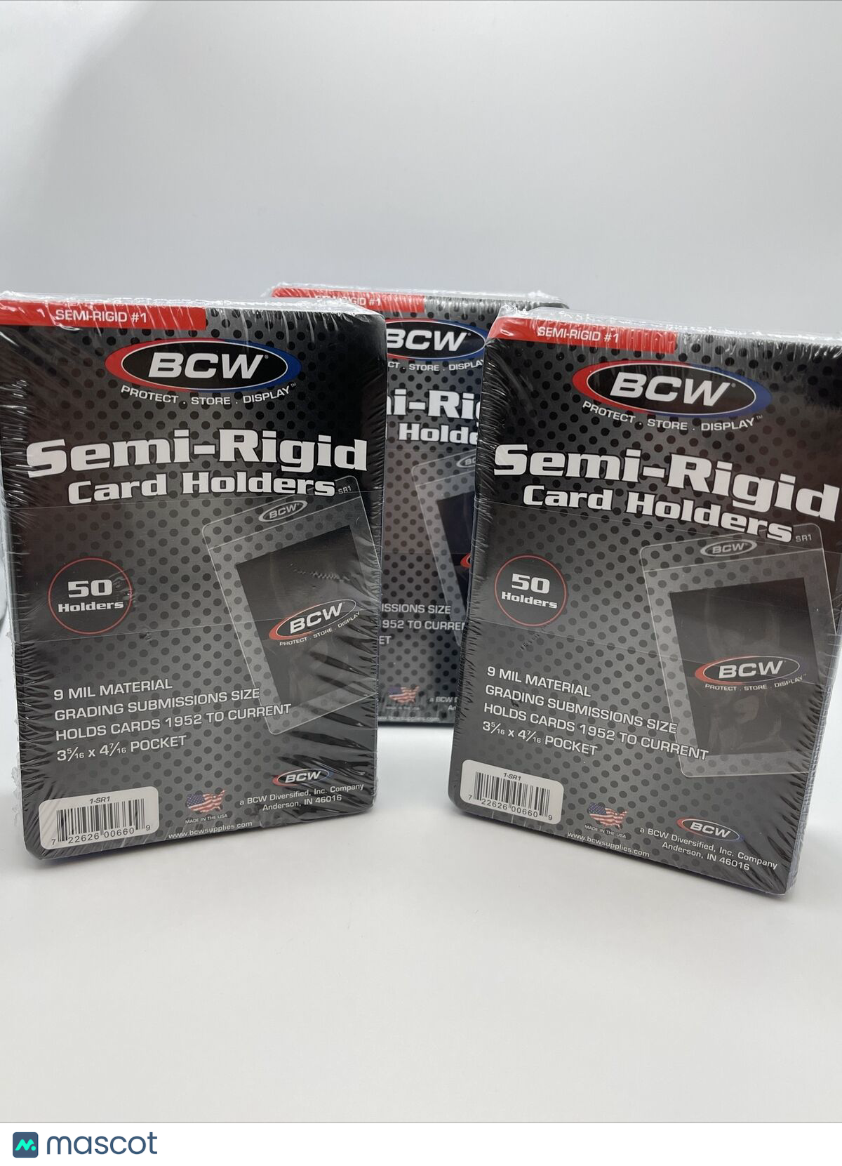 BCW Semi-Rigid Card Holders #1 3 Packs of 50 Sleeves, 150 Total