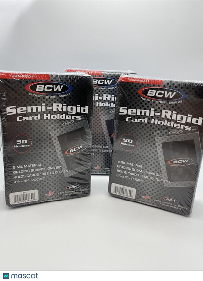BCW Semi-Rigid Card Holders #1 3 Packs of 50 Sleeves, 150 Total