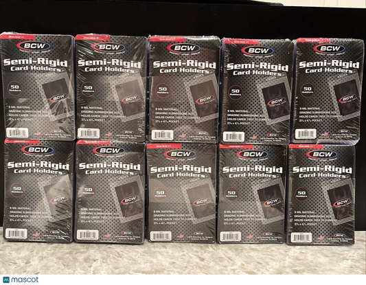 BCW Semi-Rigid Card Holders #1 10 Packs of 50 Sleeves, 500 Total