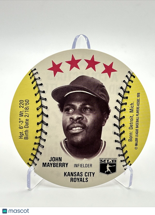 1976 Isaly's Sweet William Disc John Mayberry Baseball Card NM-MT FREE SHIPPING