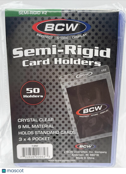BCW Semi-Rigid Card Holders #2 1 Pack of 50 Sleeves YOU CHOOSE QUANTITY