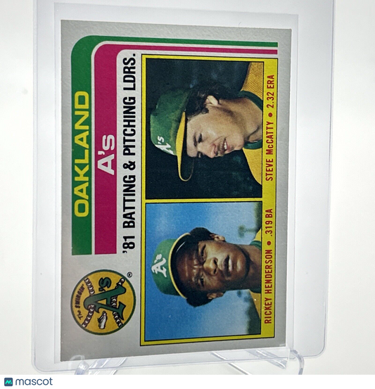 1982 Topps A's Leaders/Checklist Baseball Card #156 NM-Mint FREE SHIPPING