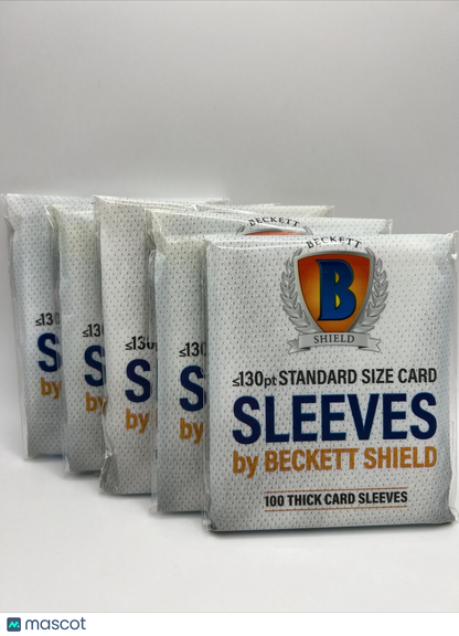 Beckett Shield Soft Card THICK Sleeves 5 Packs of 100 Sleeves for 130pt Cards