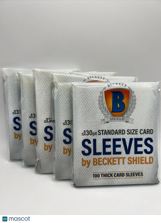 Beckett Shield Soft Card THICK Sleeves 5 Packs of 100 Sleeves for 130pt Cards