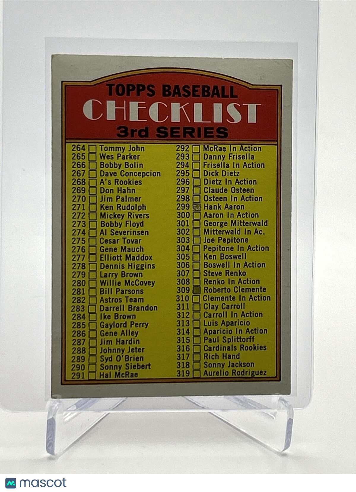 1972 Topps Checklist 3rd Series Baseball Card #251 VG Quality FREE SHIPPING
