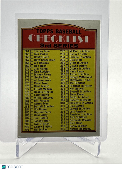 1972 Topps Checklist 3rd Series Baseball Card #251 VG Quality FREE SHIPPING