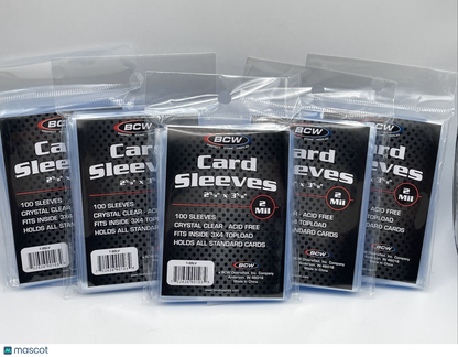 BCW Penny Card Soft Sleeves 5 Packs of 100 for Standard Sized Cards = 500