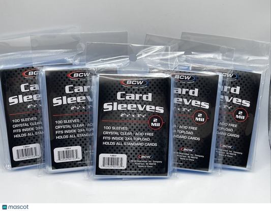 BCW Penny Card Soft Sleeves 5 Packs of 100 for Standard Sized Cards = 500