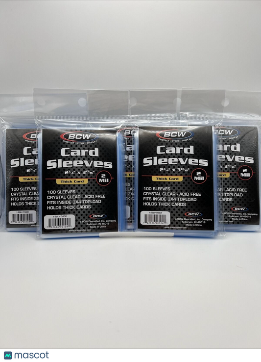 BCW Penny Card Soft Sleeves 5 Packs of 100 for THICK Sized Cards = 500