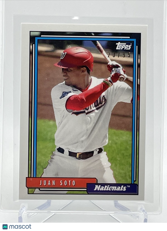 2021 Topps Transcendent Juan Soto Baseball Card #1992-JS 23/95 1992 Topps