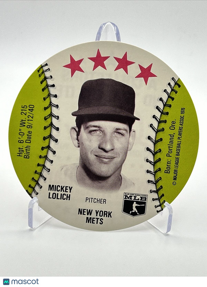 1976 Isaly's Sweet William Disc Mickey Lolich Baseball Card NM-MT FREE SHIPPING