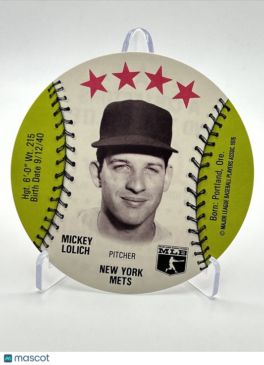 1976 Isaly's Sweet William Disc Mickey Lolich Baseball Card NM-MT FREE SHIPPING