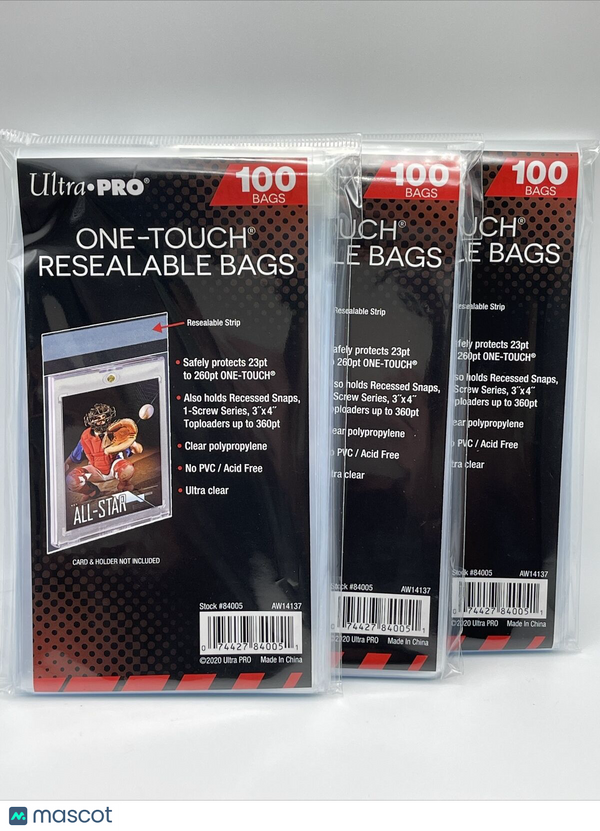 Ultra Pro One-Touch Resealable Bags 3 Packs of 100, 300 Total Bags ...