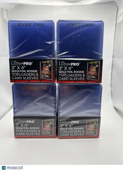Ultra Pro 3X4 GOLD FOIL ROOKIE 35pt Toploaders & Card Sleeves 4 Pack of 25 = 100