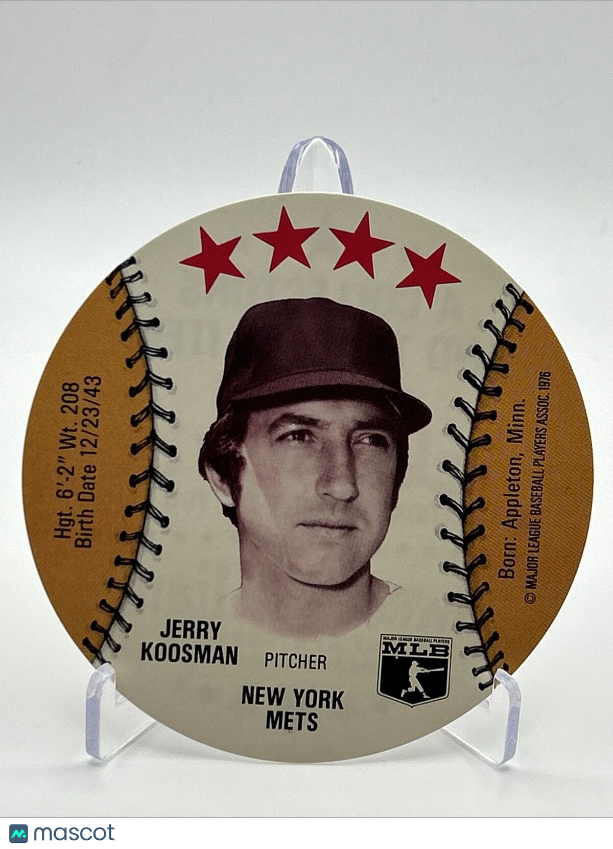 1976 Isaly's Sweet William Disc Jerry Koosman Baseball Card NM-MT FREE SHIPPING