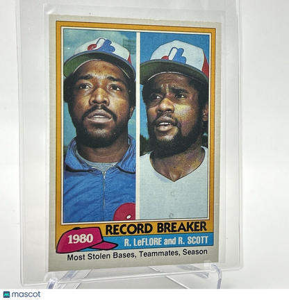 1981 Topps Ron LeFlore/Rodney Scott Baseball Card #204 NM-Mint FREE SHIPPING