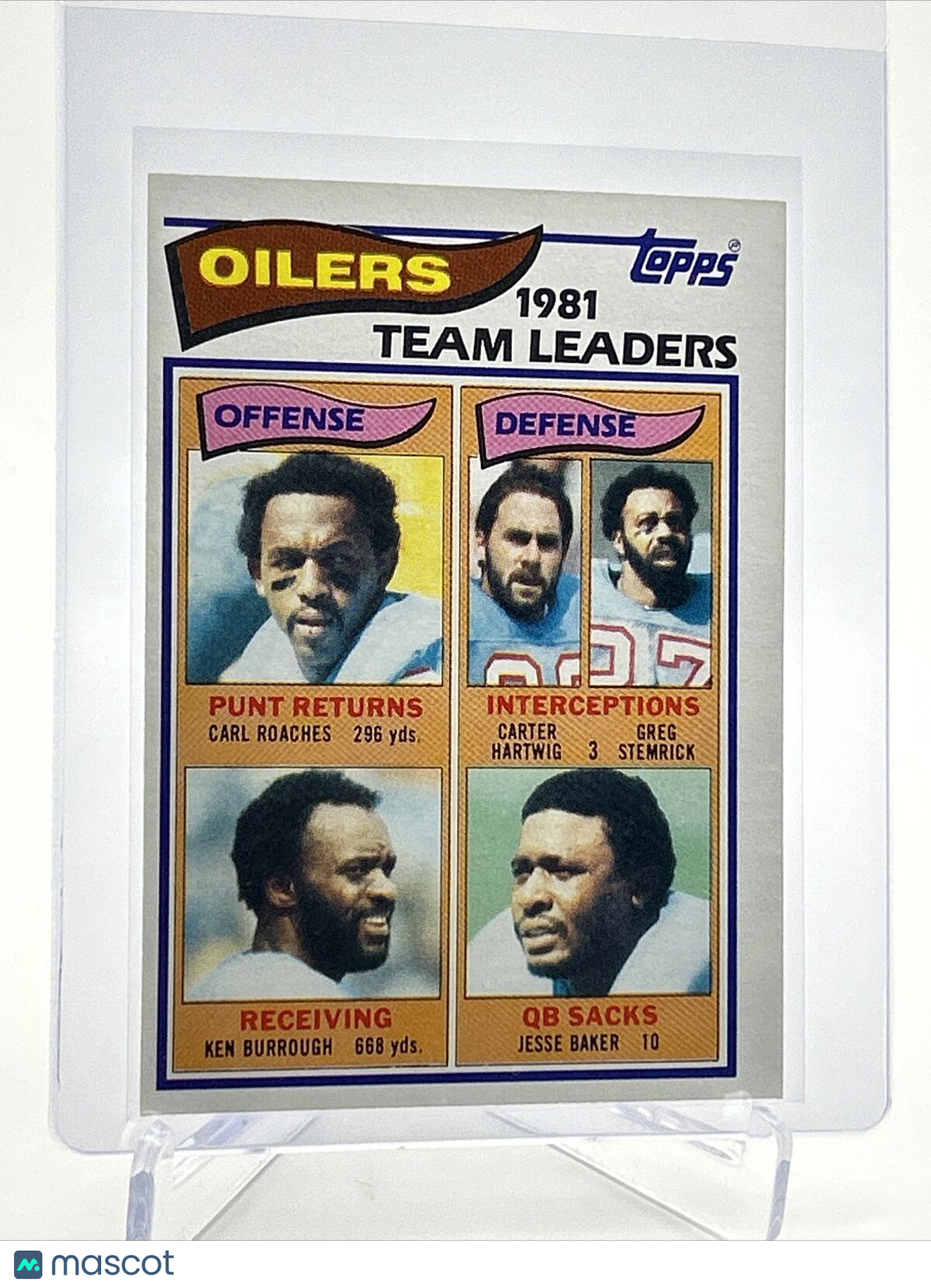 1982 Topps Oilers 1981 Team Leaders Football Card #92 NM-MT FREE SHIPPING