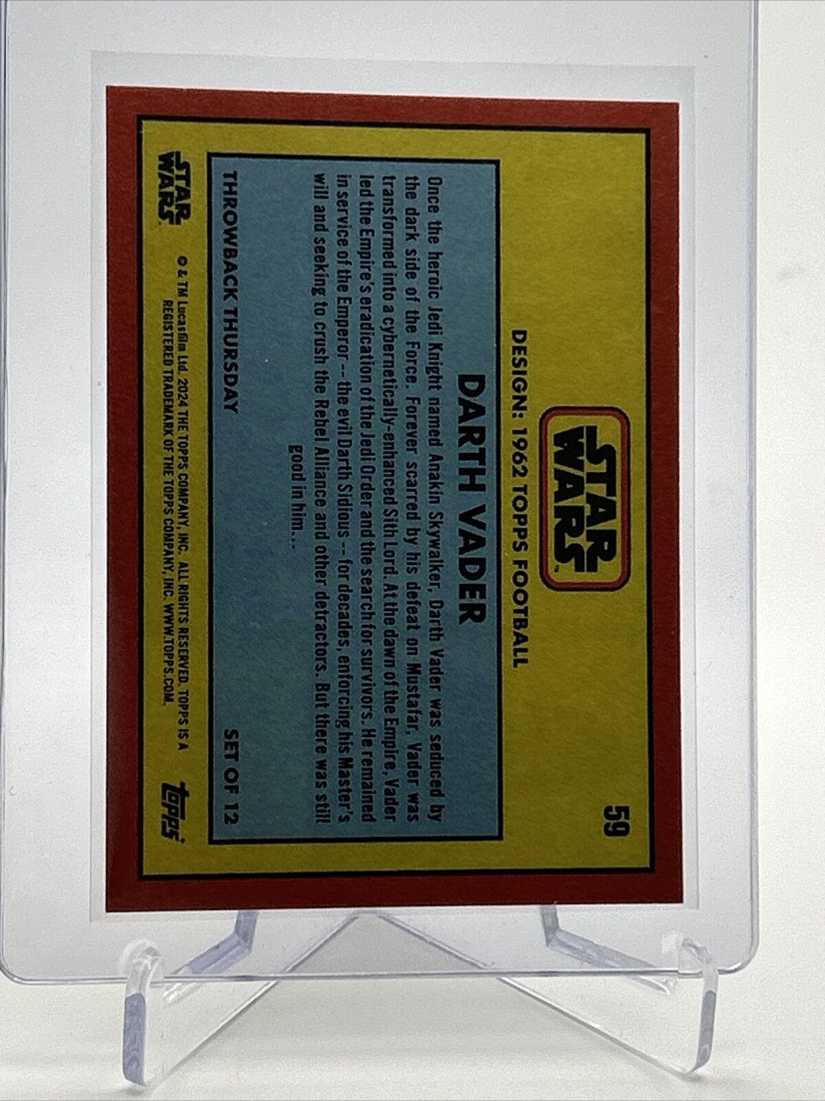 2024 Topps Star Wars Throwback Thursday Darth Vader Card #59 Mint FREE SHIPPING