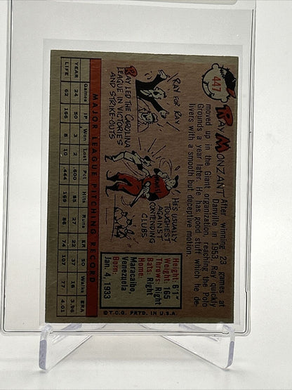 1958 Topps Ray Monzant Baseball Card #447 EX Quality FREE SHIPPING