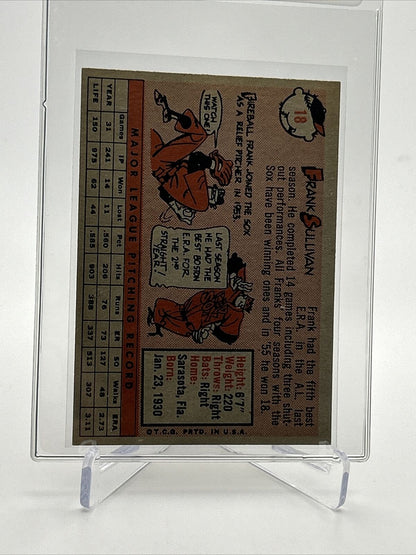 1958 Topps Frank Sullivan Baseball Card #18 EX Quality FREE SHIPPING