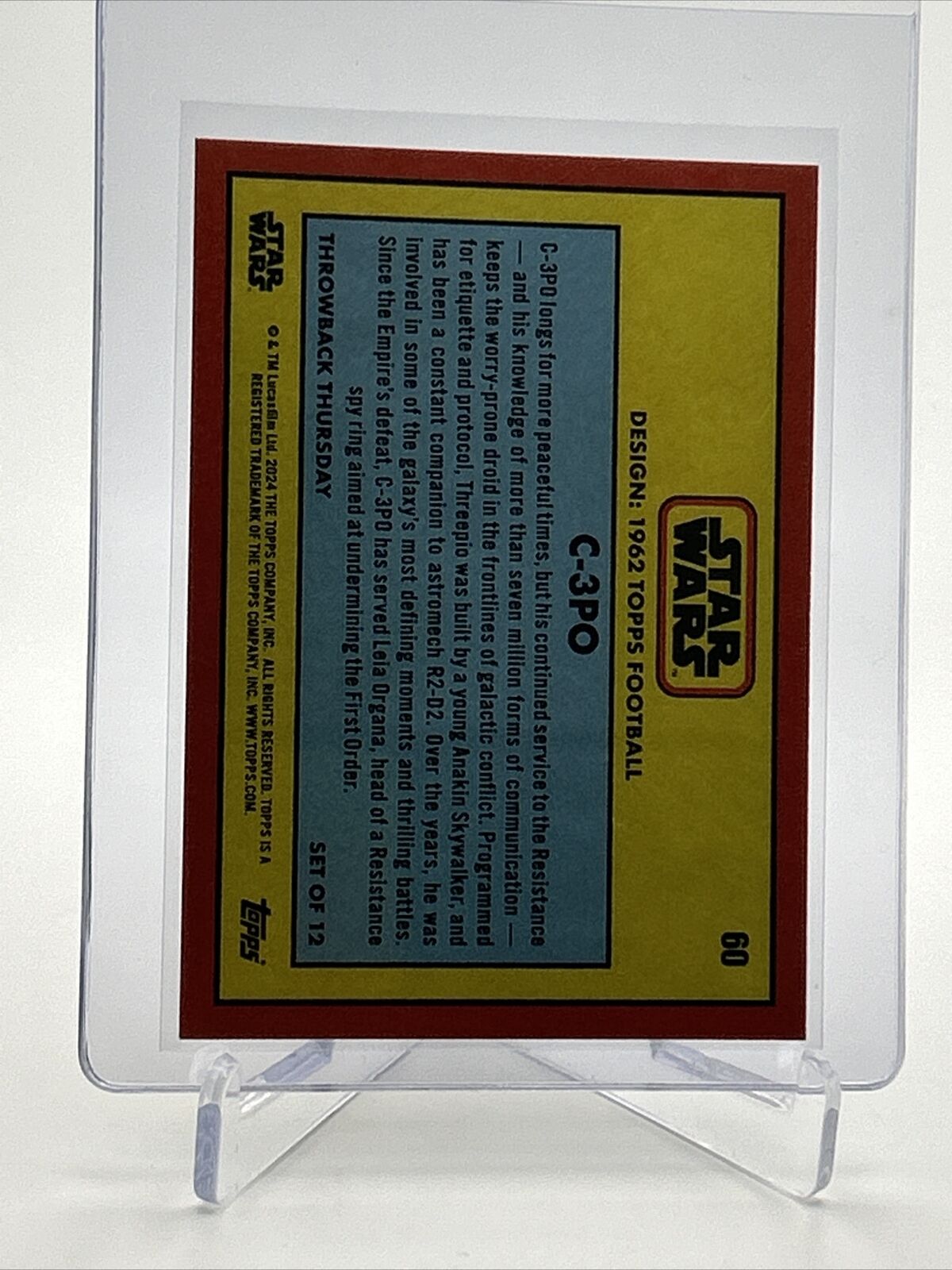 2024 Topps Star Wars Throwback Thursday C-3PO Card #60 Mint FREE SHIPPING