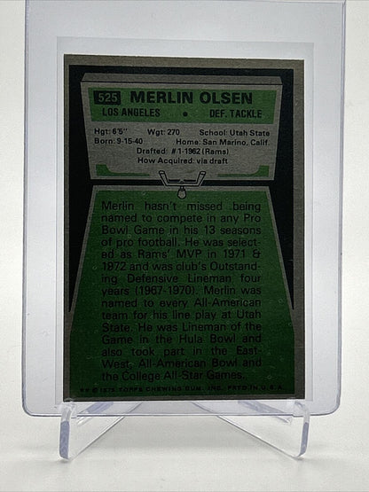 1975 Topps Merlin Olsen Football Card #525 NM Quality FREE SHIPPING