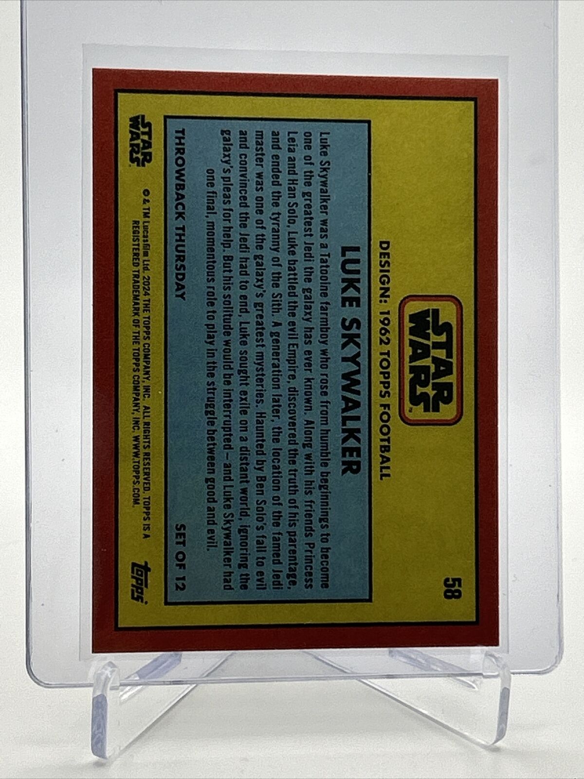 2024 Topps Star Wars Throwback Thursday Luke Skywalker #58 Mint FREE SHIPPING